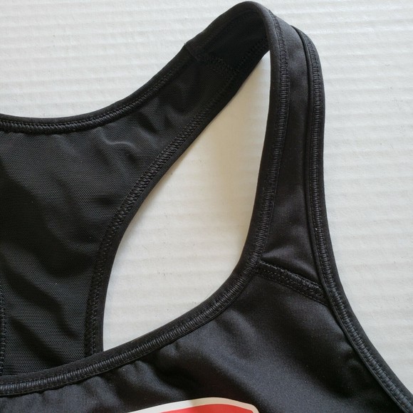 Victoria's Secret Sports Bra Small Racerback Black with Red Logo Across Chest - Picture 5 of 9